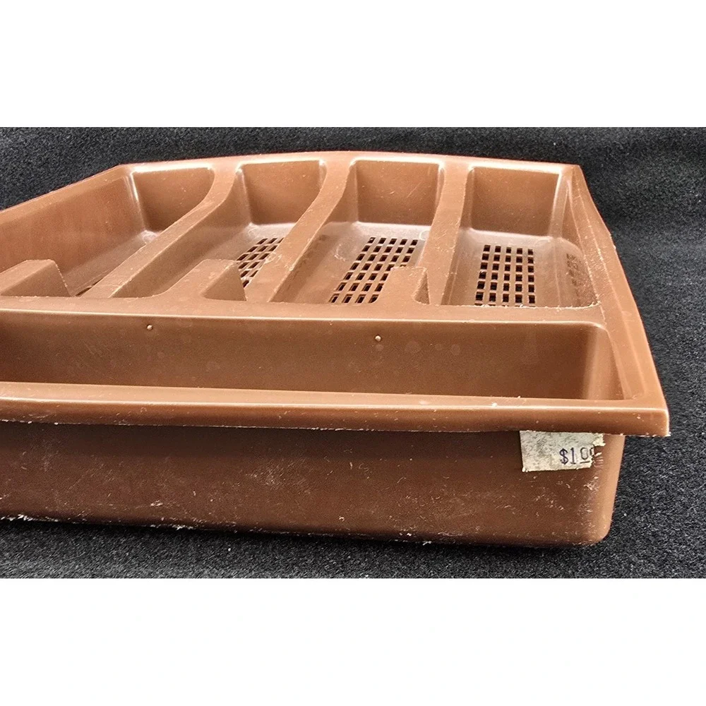 Vtg 70s Brown Cutlery‎ Tray Silverware Utensil Flatware Drawer Organizer 5 Slots